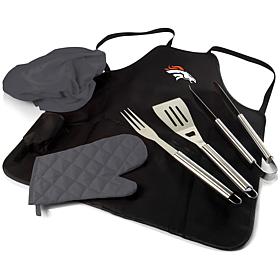 Officially Licensed NFL Picnic Time Apron Tote Pro Grill Set Broncos