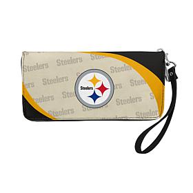 Officially Licensed NFL Pittsburgh Steelers Curve Zip Organizer Wallet