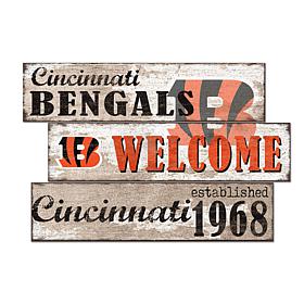 Officially Licensed NFL Welcome 3 Plank Wall Sign - Cincinnati Bengals
