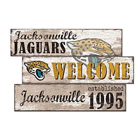 Officially Licensed NFL Welcome 3 Plank Wall Sign-Jacksonville Jaguars