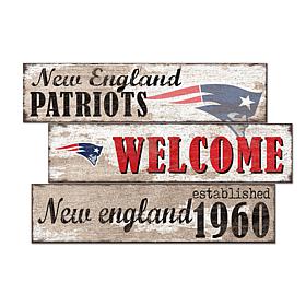 Officially Licensed NFL Welcome 3 Plank Wall Sign-New England Patriots