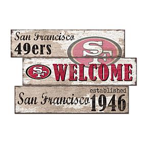 Officially Licensed NFL Welcome 3 Plank Wall Sign-San Francisco 49ers