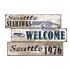 Officially Licensed NFL Welcome 3 Plank Wall Sign - Seattle Seahawks