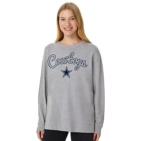Officially Licensed NFL Women's Oversized Graphic Crewneck Pullover