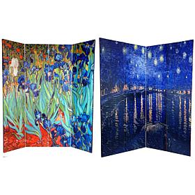 Oriental Furniture Irises/Starry Night 4-Panel Divider