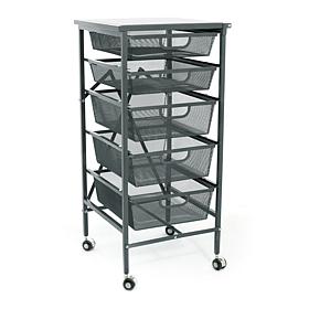 Origami 5-Drawer Cart with Wooden Top