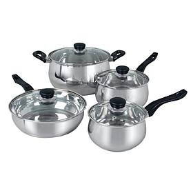 Oster Rametto 8-Piece Stainless Steel Kitchen Cookware Set with Gla...