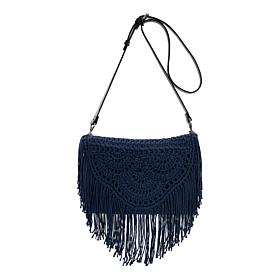 Patricia Nash Cannara Leather Trim Crochet Crossbody
