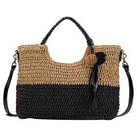 Patricia Nash Marguerite Woven Tote with Pom Pom Tassel