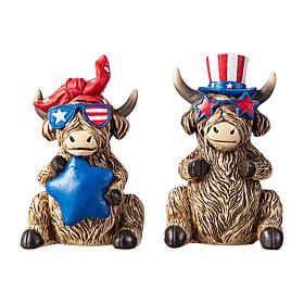 Patriotic/Americana 2-pack Resin Highland Cow Table Décor