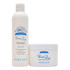 Perlier Double Latte Bath and Shower Cream and Body Cream 2-piece Set