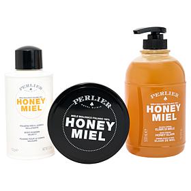 Perlier Honey Miel 3-piece Body Cream, Shower Cream & Talc Powder Kit