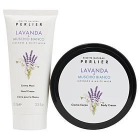 Perlier Lavender & White Musk Body and Hand Cream Set