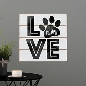 Personalized Love My Pooch White Wood Shiplap Art