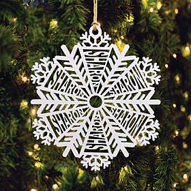 Personalized Planet Personalized Wooden White Snowflake Ornament