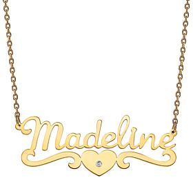 Personalized Script Name with CZ Heart Scroll Necklace