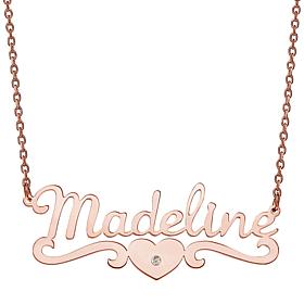 Personalized Script Name with CZ Heart Scroll Necklace