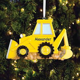 Personalized Yellow Back Hoe Ornament