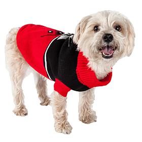 Pet Life Snowflake Cable-Knit Ribbed Turtleneck Dog Sweater