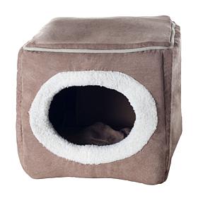 PETMAKER Cozy Cave Enclosed Cube Pet Bed - Light Coffee