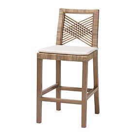 Poltak Tropical Mahogany & Rattan Counter Stool