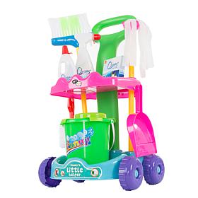 Pretend Play Cleaning Set with Caddy on Wheels by Hey! Play