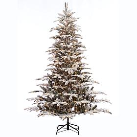 Puleo 7-1/2 ft. Pre-Lit Arctic Fir Flocked Artificial Christmas Tree