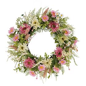 Puleo International 24" Artificial Chrysanthemum & Daisy Floral Wreath