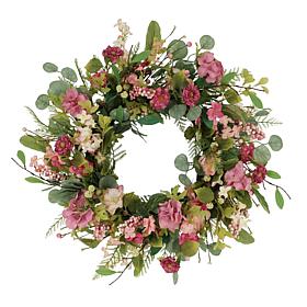 Puleo International 24" Artificial Chrysanthemum And Hydrangea Wreath