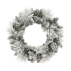 Puleo International 24" Flocked Berkshire Spruce Wreath with 56 Tips 