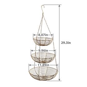 Puleo International 3-Tier Chrome Triple Hammock Produce Stand - Gold