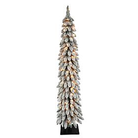 Puleo International 4' Flocked Alpine Pencil Artificial Christmas Tree