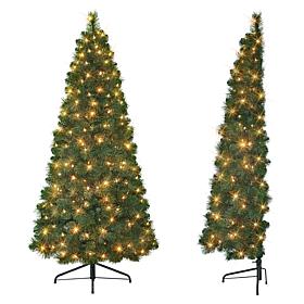 Puleo International 6.5 ft. Pre-lit Wall Half Tree, Clear Lights