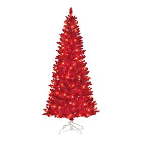Puleo International 6.5' Pre-lit Flocked Fashion Red Tree 