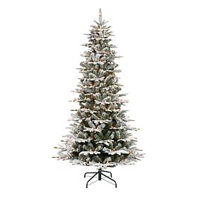 Puleo International 6.5' Pre-Lit Slim Flock Aspen Fir  Christmas Tree