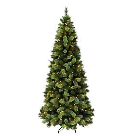 Puleo International 7.5' Pre-lit Slim Portsmouth Artificial Pine Tree