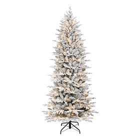 Puleo International 7.5' Prelit Flocked Slim Fir Tree 400 Clear Lights