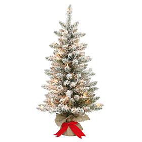 Puleo Intl. Pre-Lit 3' Flocked Fraser Fir Artificial Christmas Tree