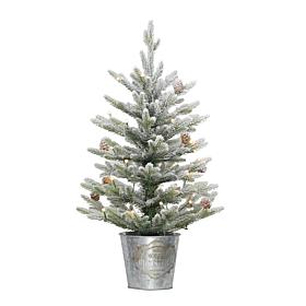 Puleo Intl. PreLit 2' Table Top Artificial Christmas Tree in Metal Pot