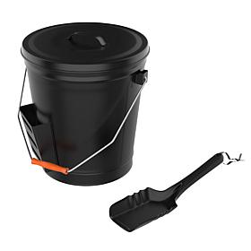 Pure Garden 4.75-Gallon Black Ash Bucket with Lid and Shovel