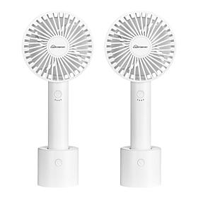 Quik Comfort 2-pack Rechargeable Handheld Fans with Oscillating Base
