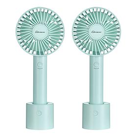 Quik Comfort 2-pack Rechargeable Handheld Fans with Oscillating Base
