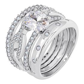 Radiance by Absolute™ 6.08ctw Solitaire and Band Ring 4-piece Set