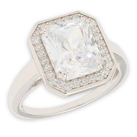 Radiance by Absolute™ 6ctw Simulated Diamond Emerald Cut Halo Ring
