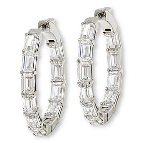 Radiance by Absolute™ Emerald Cut 1" Inside-Outside Hoop Earrings