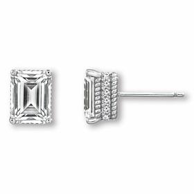 Radiance by Absolute™ Emerald Cut and Round Solitaire Stud Earrings