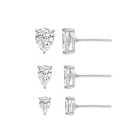 Radiance by Absolute™ Pear Cut 3-pair Solitaire Stud Earrings Set