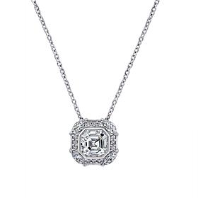 Radiance by Absolute™ Platinum-Plated Cushion Halo Pendant Necklace