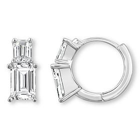 Radiance by Absolute™ Platinum-Plated Emerald Cut Mini Hoop Earrings 