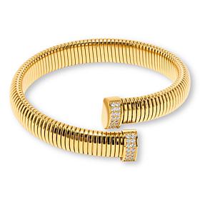Radiance by Absolute™ Stainless Steel Pavé Ridged Bypass Bracelet